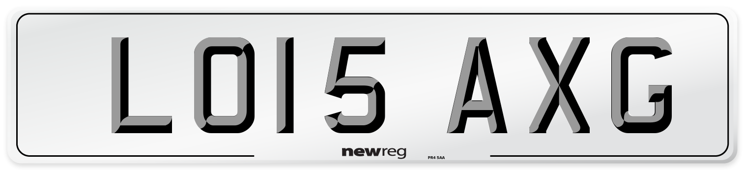 LO15 AXG Number Plate from New Reg